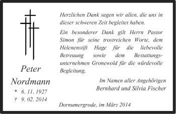 Traueranzeige von Peter Nordmann von Ostfriesischer Kurier GmbH