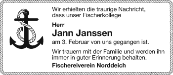 Traueranzeige von Jann Janssen von Ostfriesischer Kurier GmbH