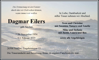 Traueranzeige von Dagmar Eifers von Ostfriesischer Kurier GmbH