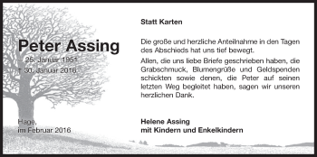 Traueranzeige von Peter Assing von Ostfriesischer Kurier GmbH