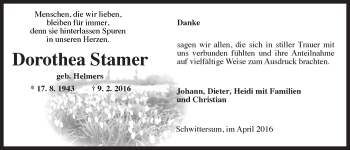 Traueranzeige von Dorothea Stamer von Ostfriesischer Kurier GmbH