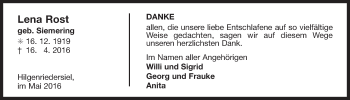 Traueranzeige von Lena Rost von Ostfriesischer Kurier GmbH