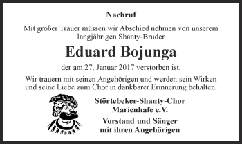 Traueranzeige von Eduard Bojunga von Ostfriesischer Kurier GmbH