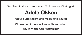 Traueranzeige von Adele Okken von Ostfriesischer Kurier GmbH