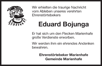 Traueranzeige von Eduard Bojunga von Ostfriesischer Kurier GmbH