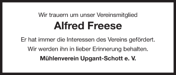 Traueranzeige von Alfred Freese von Ostfriesischer Kurier GmbH