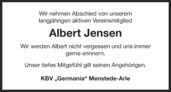 Traueranzeige von Albert Jensen von Ostfriesischer Kurier GmbH