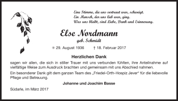 Traueranzeige von Else Nordmann von Ostfriesischer Kurier GmbH