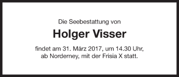 Traueranzeige von Holger Visser von Ostfriesischer Kurier GmbH