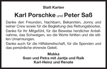 Traueranzeige von Karl Porschke von Ostfriesischer Kurier GmbH