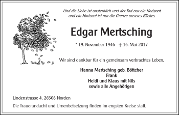 Traueranzeige von Peter Erdmann von Ostfriesischer Kurier GmbH