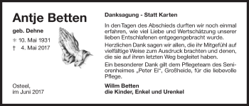 Traueranzeige von Annette Bienhoff von Ostfriesischer Kurier GmbH