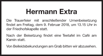 Traueranzeige von Hermann Extra von Ostfriesischer Kurier GmbH