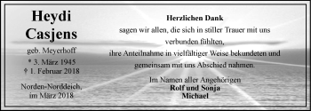 Traueranzeige von Heydi Casjens von Ostfriesischer Kurier GmbH