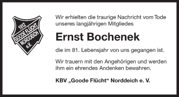 Traueranzeige von Ernst Bochenek von Ostfriesischer Kurier GmbH