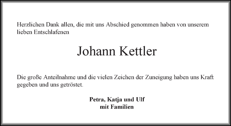  Traueranzeige für Johann Kettler vom 27.02.2019 aus Ostfriesischer Kurier GmbH