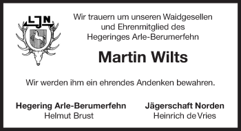 Traueranzeige von Martin Wilts von Ostfriesischer Kurier GmbH