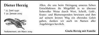 Traueranzeige von Dieter Herzig von Ostfriesischer Kurier GmbH