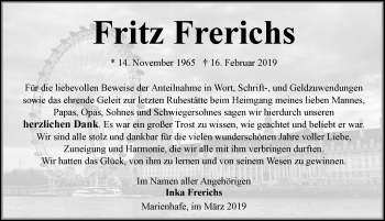 Traueranzeige von Fritz Frerichs von Ostfriesischer Kurier GmbH