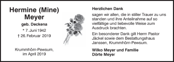 Traueranzeige von Hermine Meyer von Ostfriesischer Kurier GmbH