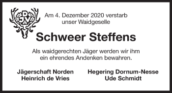 Traueranzeige von Steffens Schweer von Ostfriesischer Kurier / Norderneyer Badezeitung