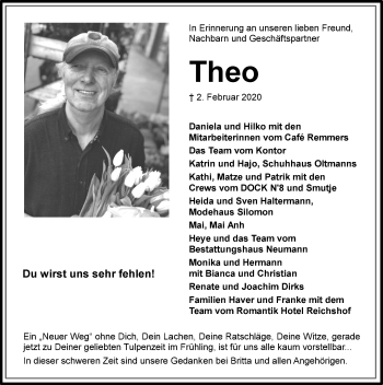 Traueranzeige von Theo  von Ostfriesischer Kurier GmbH