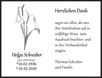Traueranzeige von Helga Schreiber von Ostfriesischer Kurier GmbH