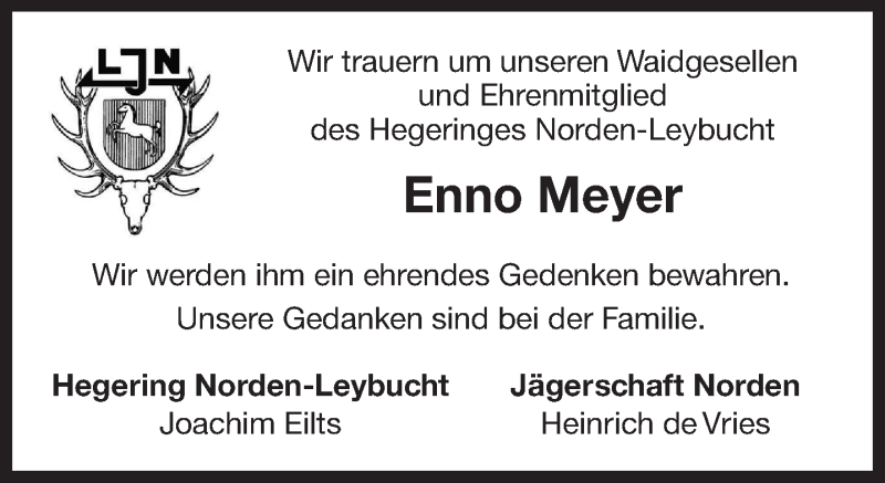  Traueranzeige für Enno Meyer vom 23.02.2021 aus Ostfriesischer Kurier GmbH