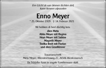 Traueranzeige von Enno Meyer von Ostfriesischer Kurier GmbH