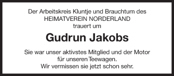 Traueranzeige von Gudrun Jakobs von Ostfriesischer Kurier GmbH