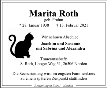 Traueranzeige von Marita Roth von Ostfriesischer Kurier GmbH