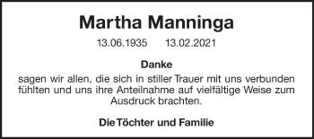 Traueranzeige von Martha Manninga von Ostfriesischer Kurier GmbH