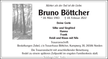 Traueranzeige von Bruno Böttcher von Ostfriesischer Kurier GmbH