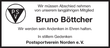 Traueranzeige von Bruno Böttcher von Ostfriesischer Kurier GmbH