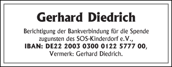 Traueranzeige von Gerhard Diedrich von Ostfriesischer Kurier GmbH