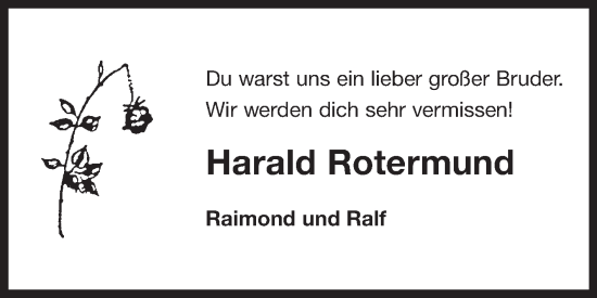 Traueranzeige von Harald Rotermund von Ostfriesischer Kurier GmbH