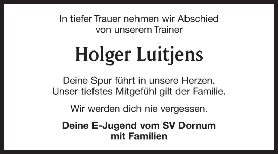 Traueranzeige von Holger Luitjens von Ostfriesischer Kurier GmbH