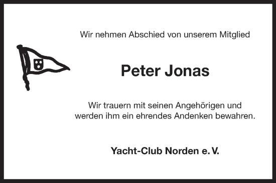 Traueranzeige von Peter Jonas von Ostfriesischer Kurier GmbH
