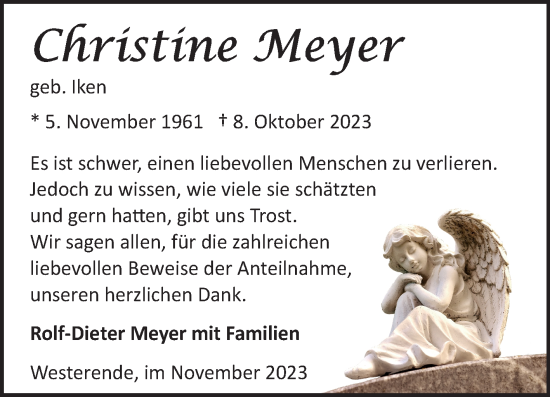 Traueranzeige von Christine Meyer von Ostfriesischer Kurier GmbH