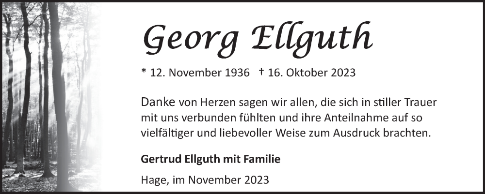  Traueranzeige für Georg Ellguth vom 25.11.2023 aus Ostfriesischer Kurier GmbH