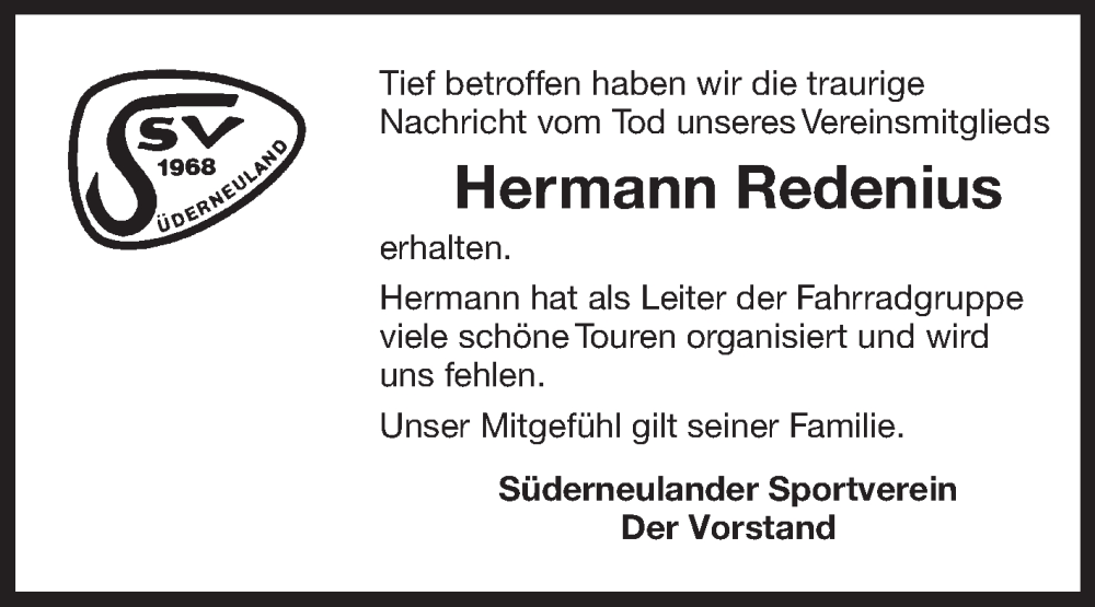 Traueranzeige für Hermann Redenius vom 01.11.2023 aus Ostfriesischer Kurier GmbH
