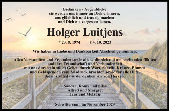 Traueranzeige von Holger Luitjens von Ostfriesischer Kurier GmbH
