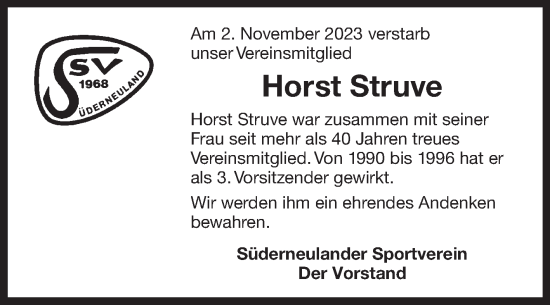 Traueranzeige von Horst Struve von Ostfriesischer Kurier GmbH