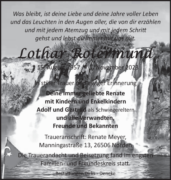 Traueranzeige von Lothar Rotermund von Ostfriesischer Kurier GmbH
