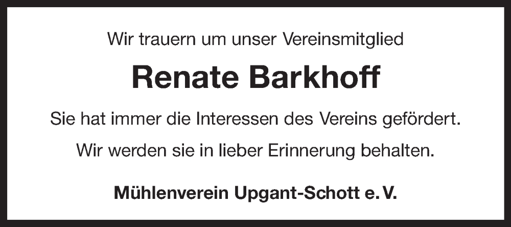  Traueranzeige für Renate Barkhoff vom 04.11.2023 aus Ostfriesischer Kurier GmbH