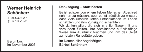 Traueranzeige von Werner Heinrich Schönherr von Ostfriesischer Kurier GmbH