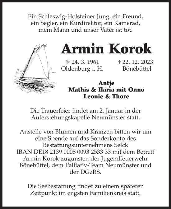 Traueranzeige von Armin Korok von Ostfriesischer Kurier GmbH