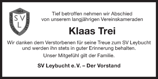 Traueranzeige von Klaas Trei von Ostfriesischer Kurier GmbH