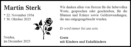 Traueranzeige von Martin Sterk von Ostfriesischer Kurier GmbH