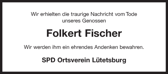 Traueranzeige von Folkert Fischer von Ostfriesischer Kurier GmbH